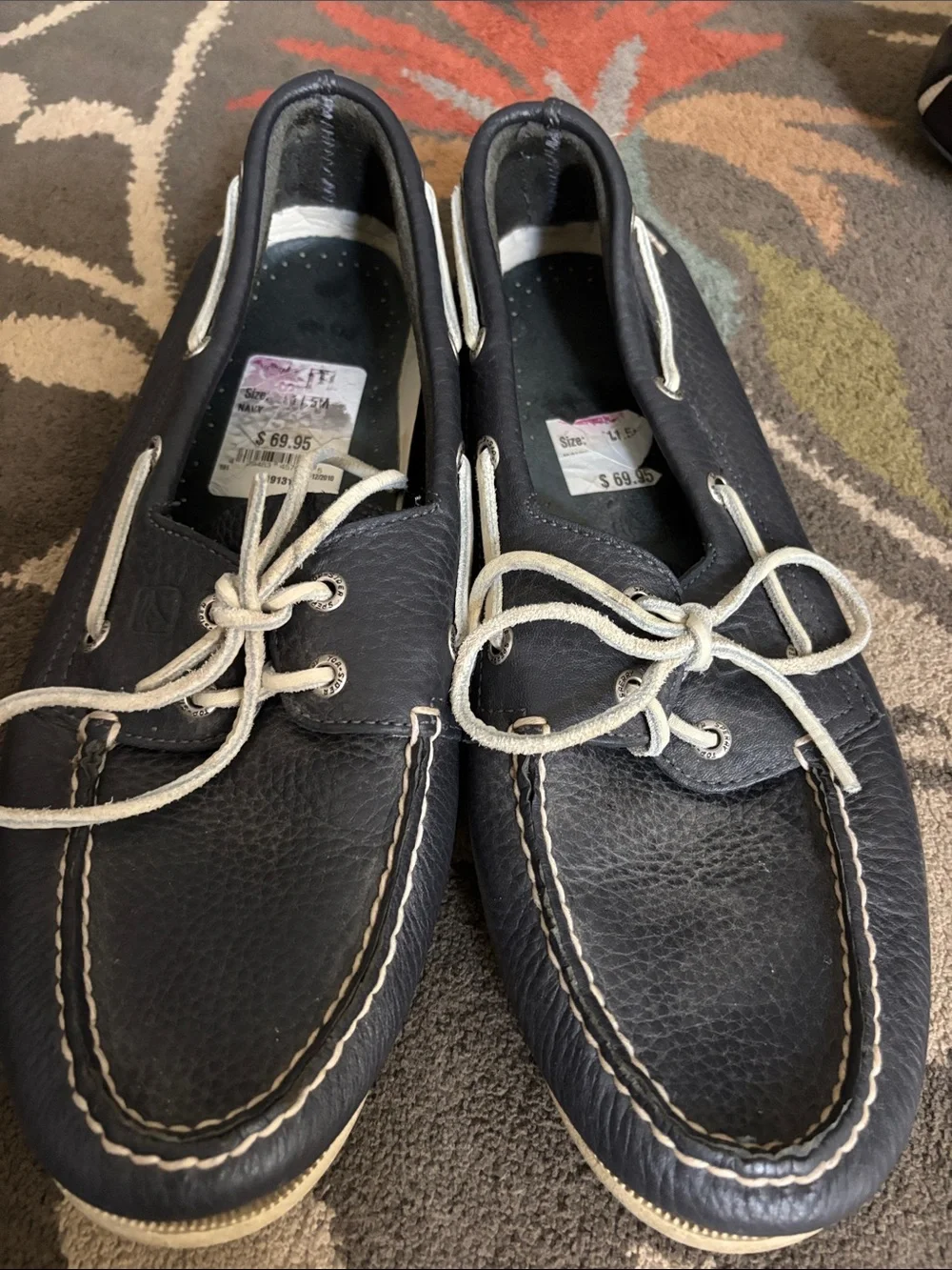 Sperry Navy and White Leather Boat Shoes